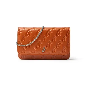 BROWN MONOGRAM WALLET ON CHAIN-SILVER