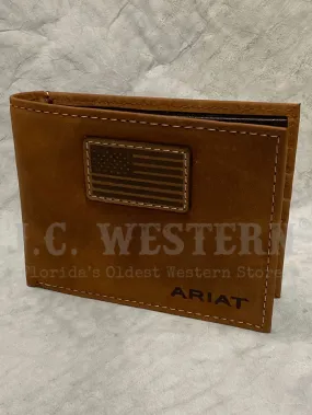 Ariat A3548544 Mens Bifold American Flag Patch Wallet Bark