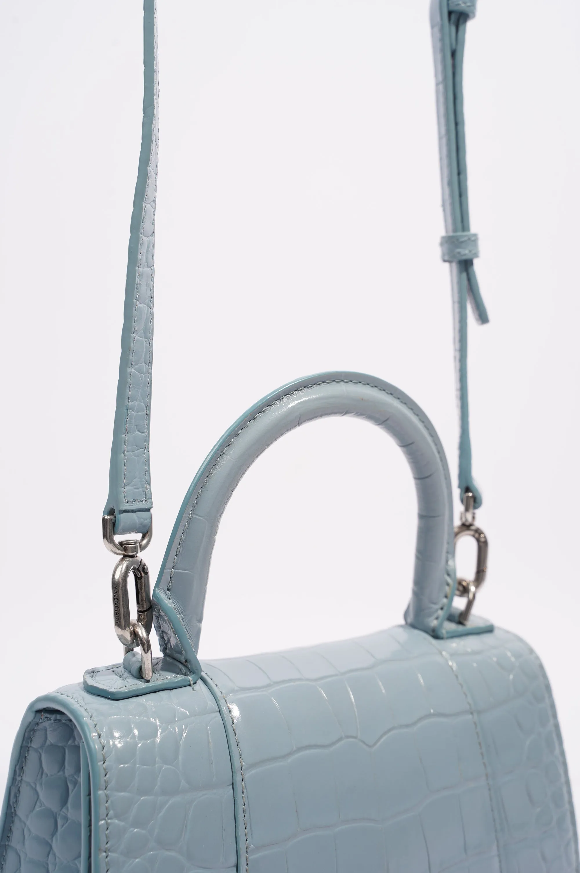 Balenciaga Hourglass Bag Blue Leather Small