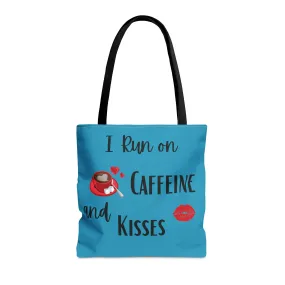 Caffeine and Kisses Tote Bag only on Bling & Bloom's Boutique | I Run On Caffeine Bag | Women's Shoulder Bag | Gifts | Presents for Mom