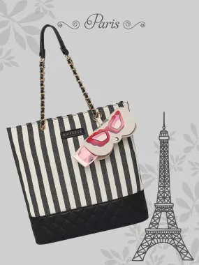 Caprese Emily In Paris Printed Medium Tote Handbag Black