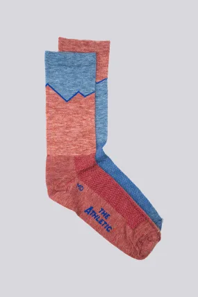 Elevation Blue and Pink Lightweight Wool Blend Socks