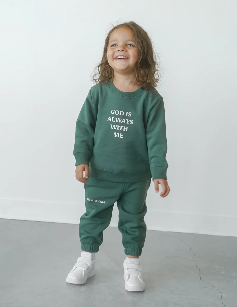 God Is Always With Me Green Kids Sweatpant