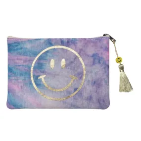 HANNA TIE-DYE SMILEY FACE POUCH - PURPLE TIE DYE