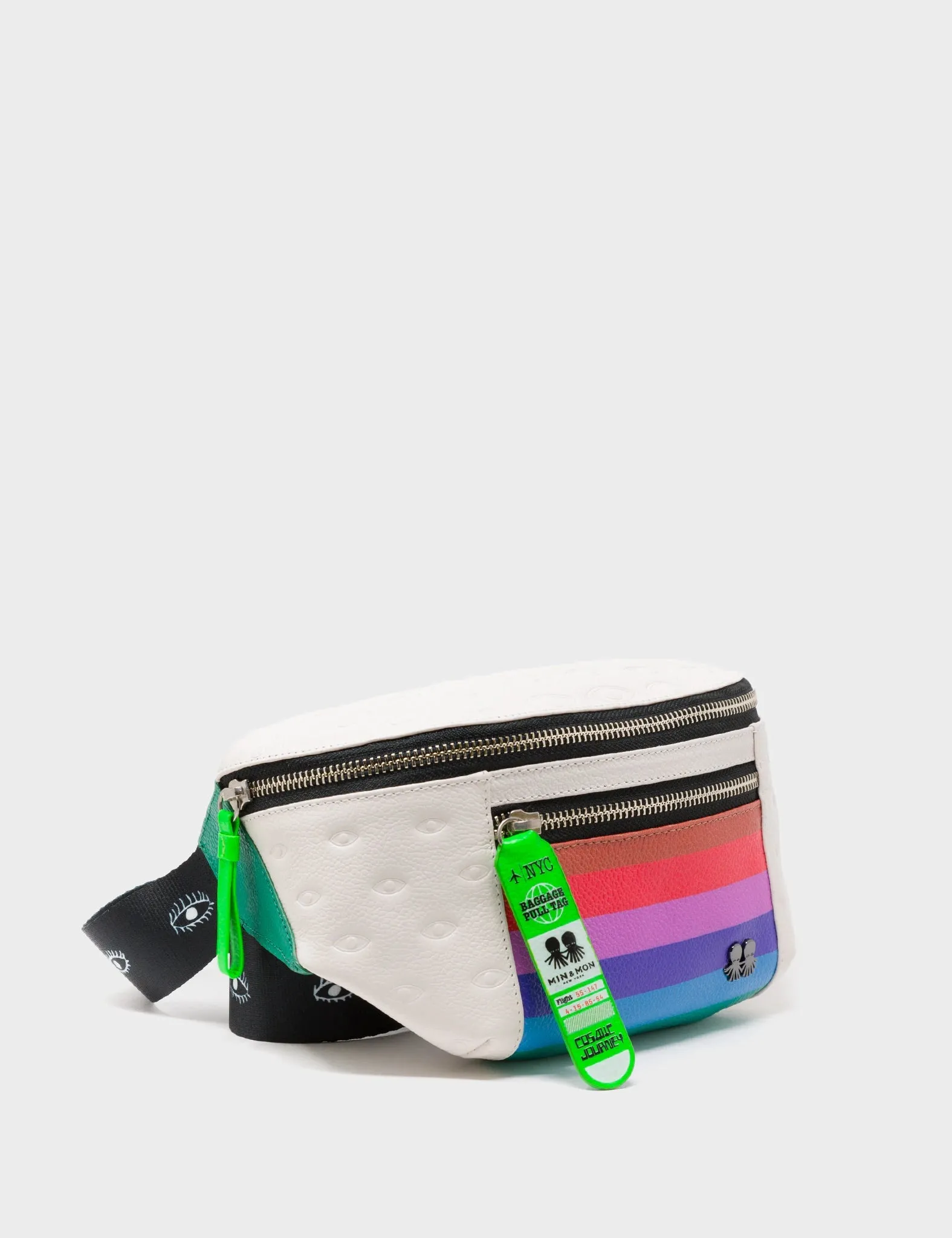 Harold Fanny Pack Cream Leather - Eyes Pattern Debossed