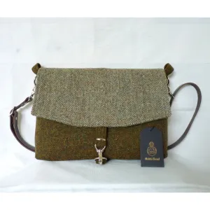 Harris Tweed Bag - Ingleborough Messenger Bag - Green & Herringbone