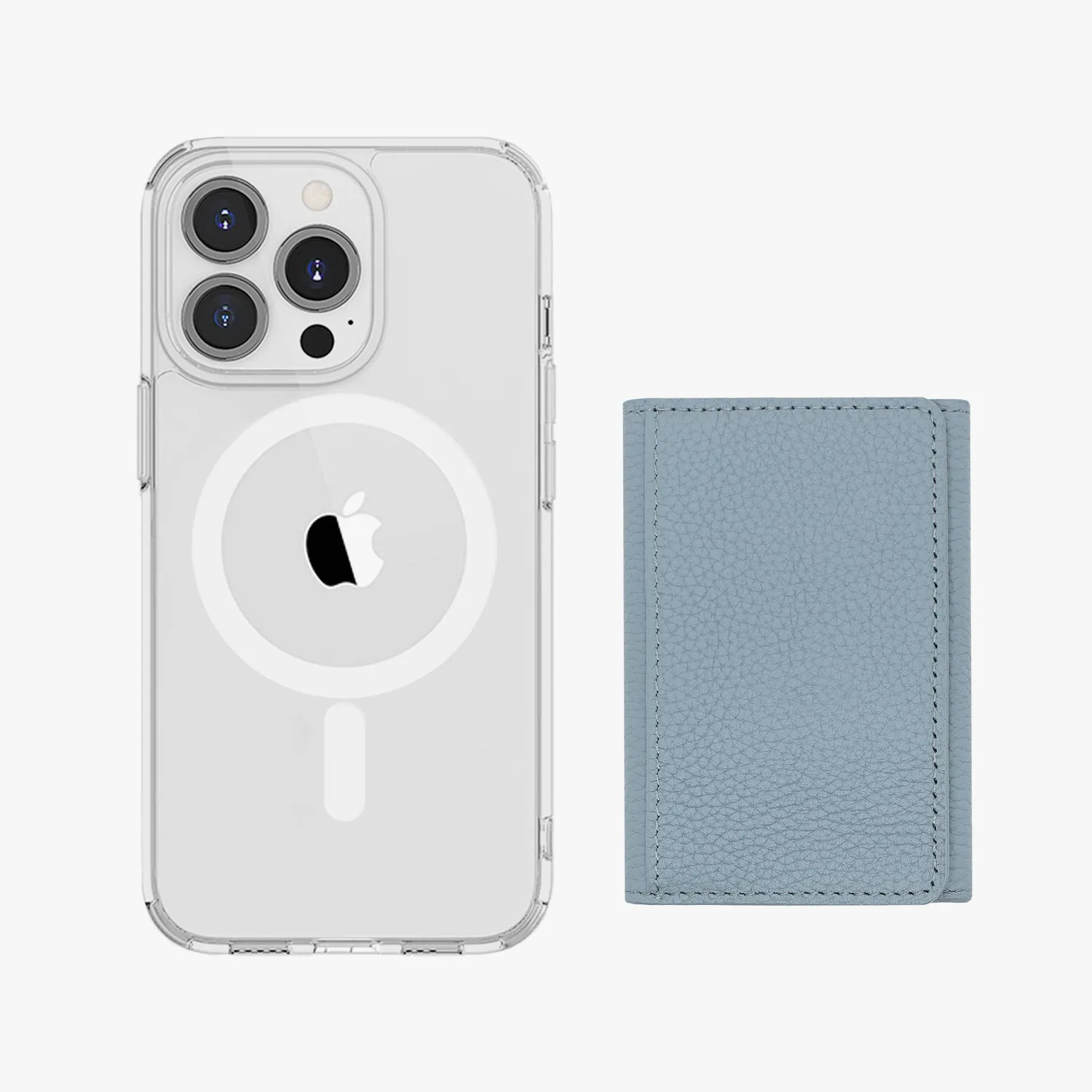 iPhone 14 HD Clear Case with MagSafe Trifold Wallet Set