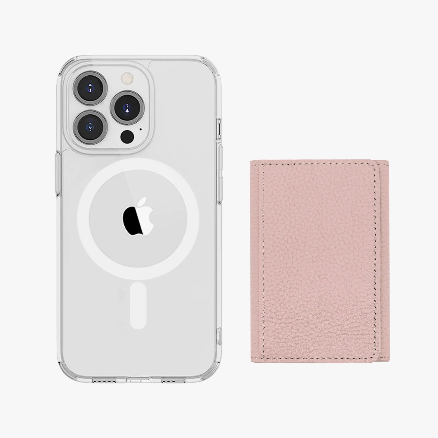 iPhone 14 HD Clear Case with MagSafe Trifold Wallet Set