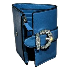 Jimmy Choo Cheri Parrot Blue Leather Trifoild Wallet