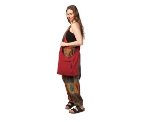 Red Tote Bag, Cute Shoulder Bag, 100% Cotton, Burgundy Purse