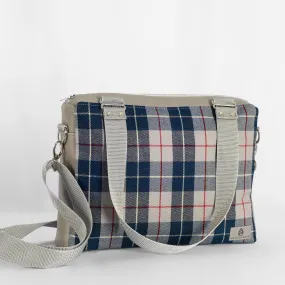 Zippered Convertible Handbag from Vintage Blue-Grey Plaid Mercedes-Benz Interior